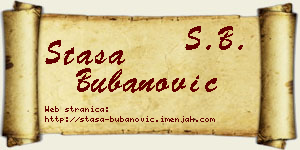 Staša Bubanović vizit kartica